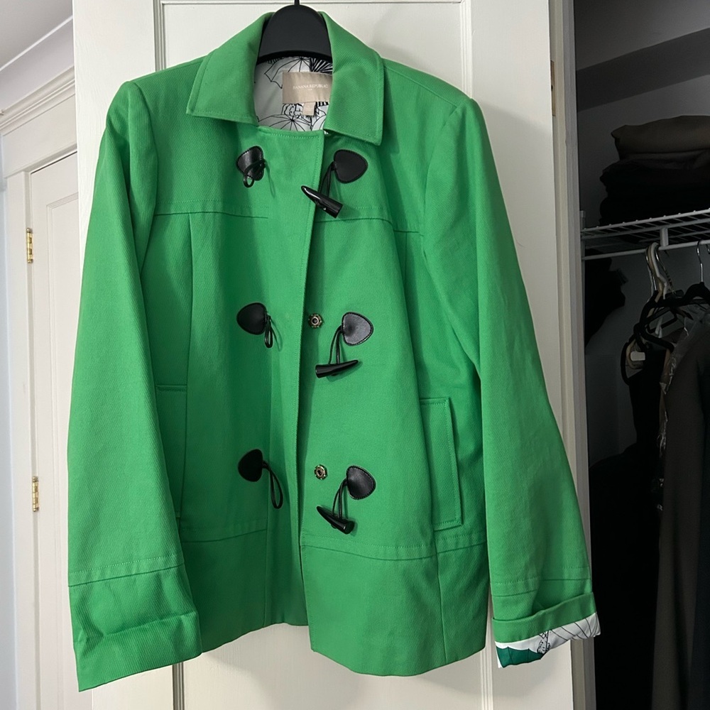 Banana Republic Green Pea Coat with Toggle Closures
